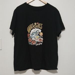 Wild Waves Malibu Springs Cotton Blend Black Graphic Tee Size XL